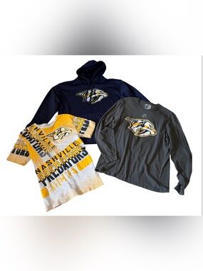 #56 - 3pc 🏒 Nashville Predators Fan BUNDLE Hoodie + Tees NHL Adult Mixed Sizes